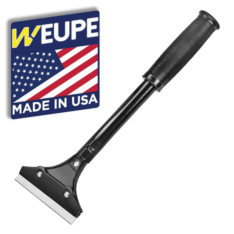WEUPE Razor Blade Scraper, 4-inch Heavy Duty Long-Handle Scraper for Wallpaper, Paint, Floor, Tile and Windows, Rubber Grip, Made in USA - Image 1